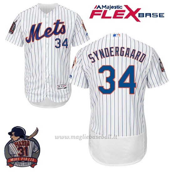 Maglia Baseball Uomo New York Mets Noah Syndergaard Bianco Flex Base With Piazza